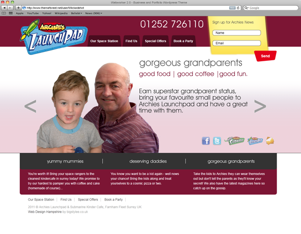Archies Website exmaple page
